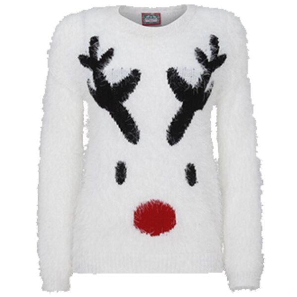 Soft Yarn Reindeer Womens Christmas Jumper Thumbnail